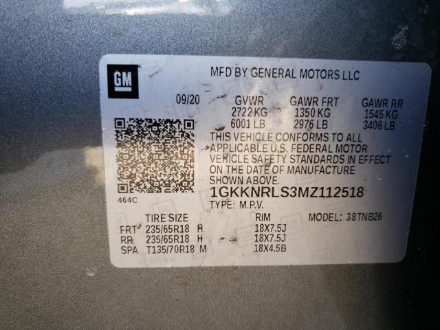 1GKKNRLS3MZ112518 GMC ACADIA SLE