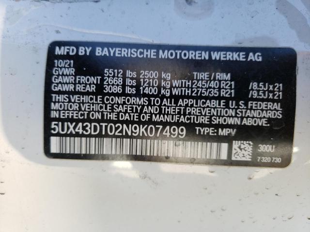5UX43DT02N9K07499 BMW X4 M40i