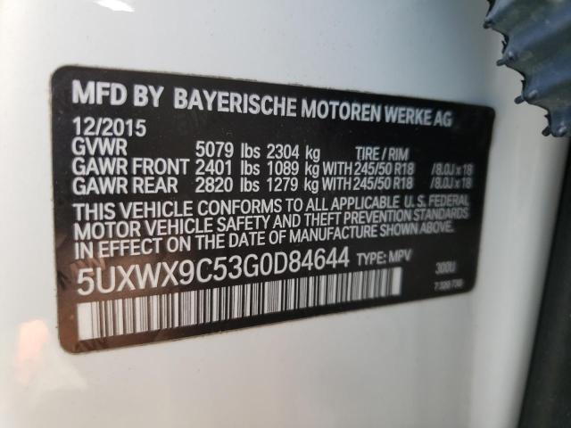 5UXWX9C53G0D84644 BMW X3 Xdrive28i