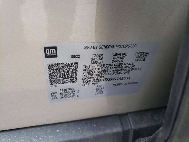 1GKS2BKD3PR141511 GMC YUKON SLT