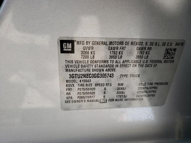 3GTU2NEC0GG305743 GMC Sierra K1500 Slt
