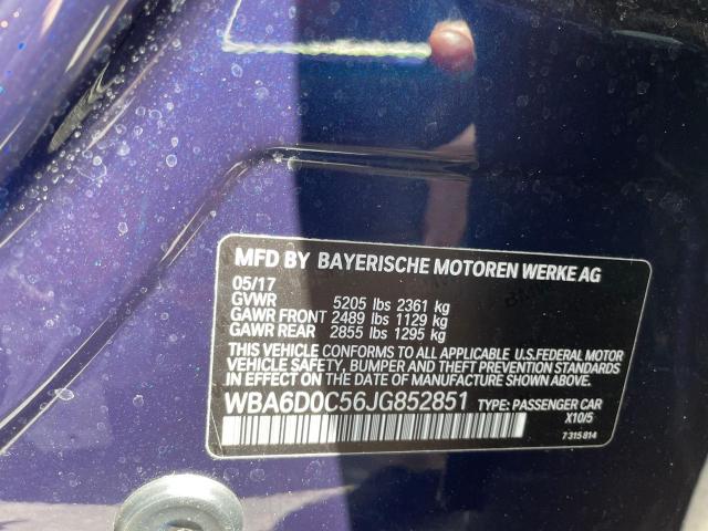 WBA6D0C56JG852851 BMW 640 I Gran Coupe
