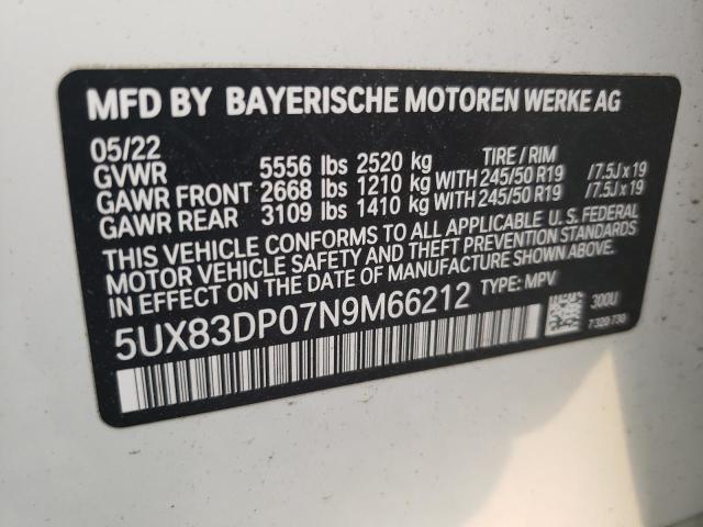 5UX83DP07N9M66212 BMW X3 Xdrivem40i