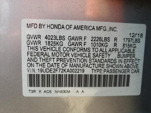 19UDE2F72KA002219 Acura Ilx Premium