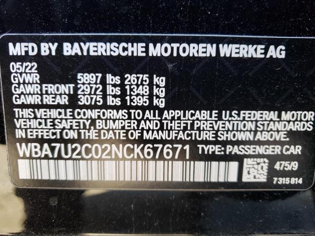 WBA7U2C02NCK67671 BMW 750 Xi