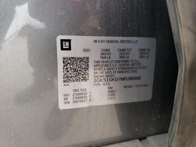 1GKS1GKD7MR286868 GMC Yukon Xl C1500 Slt