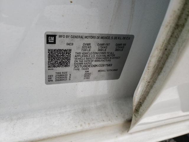 3GTU9DED0KG197583 GMC Sierra K1500 Slt