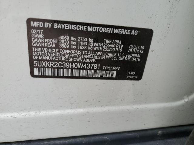 5UXKR2C39H0W43781 BMW X5 Sdrive35i
