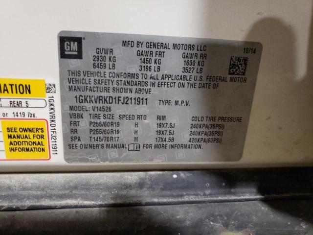 1GKKVRKD1FJ211911 GMC Acadia Slt-1