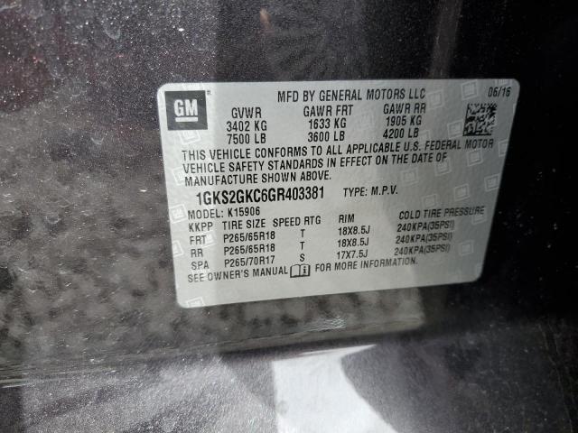 1GKS2GKC6GR403381 GMC Yukon Xl K1500 Slt