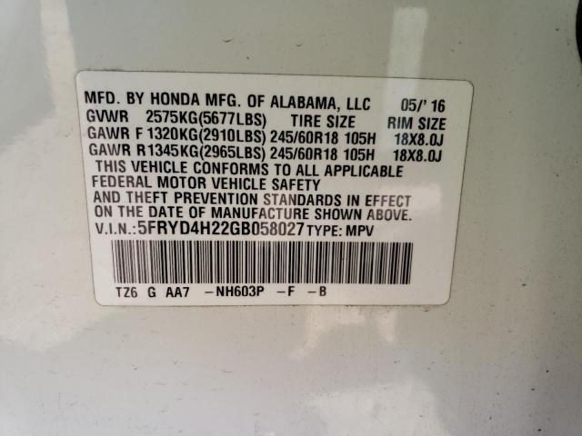 5FRYD4H22GB058027 Acura MDX