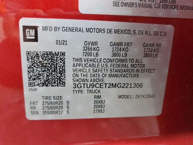 3GTU9CET2MG221306 GMC Sierra K1500 Elevation
