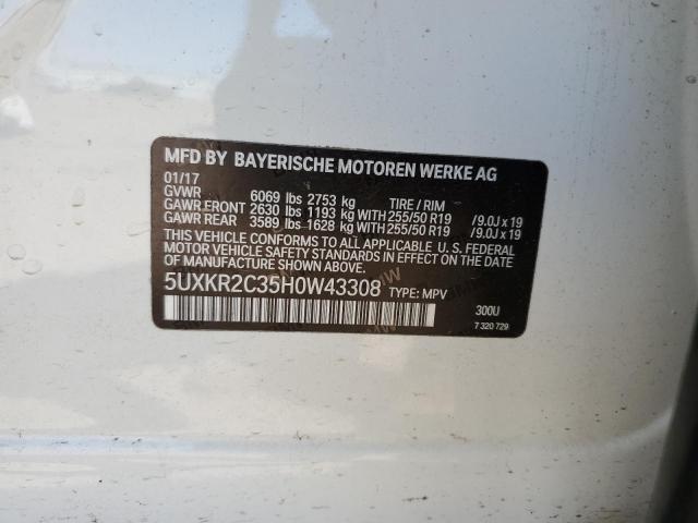 5UXKR2C35H0W43308 BMW X5 Sdrive35i