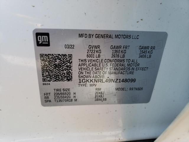 1GKKNRL49NZ148099 GMC ACADIA SLE