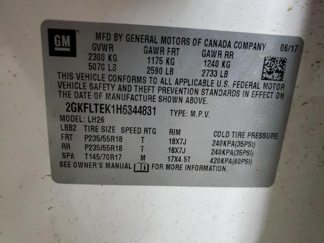 2GKFLTEK1H6344831 GMC Terrain Sle