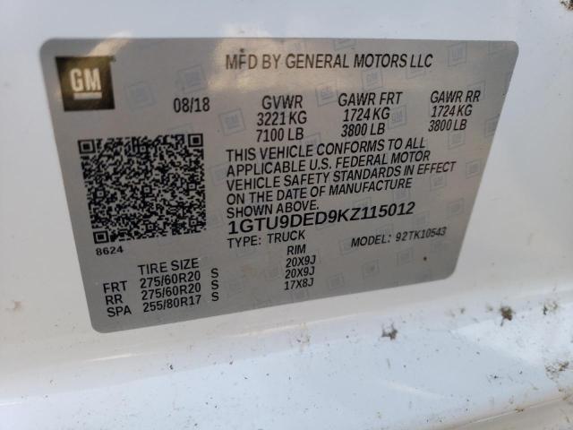 1GTU9DED9KZ115012 GMC Sierra K1500 Slt