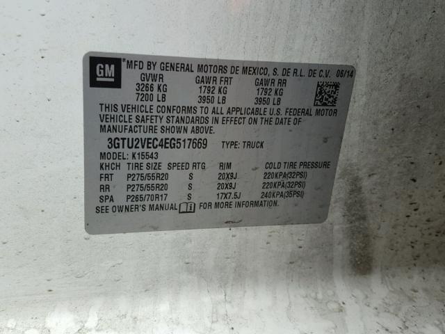 3GTU2VEC4EG517669 GMC Sierra K1500 Slt