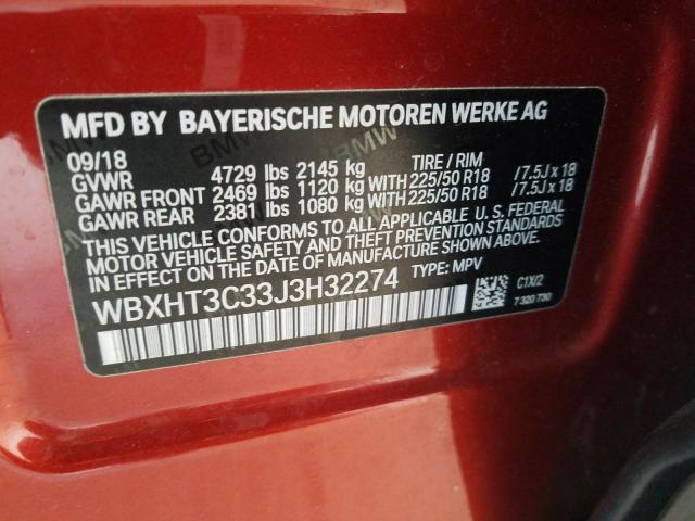 WBXHT3C33J3H32274 BMW X1 Xdrive28i