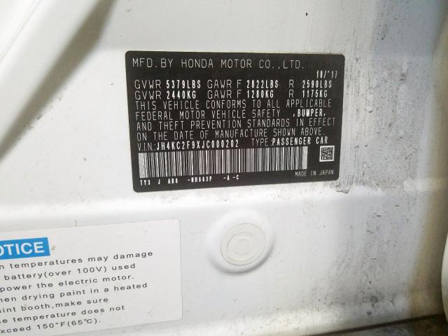 JH4KC2F9XJC000202 Acura Rlx Sport Hybrid Advance