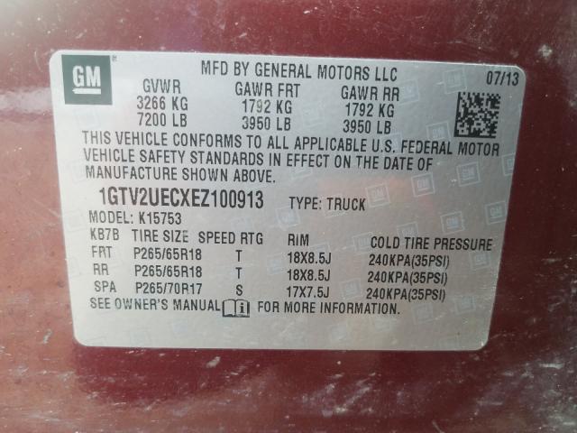 1GTV2UECXEZ100913 GMC Sierra K1500 Sle