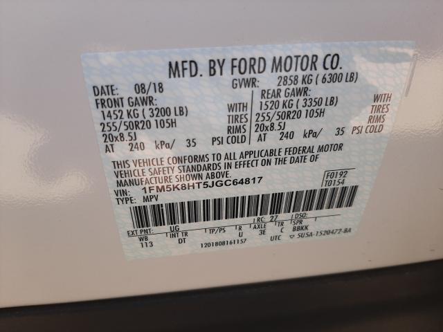 1FM5K8HT5JGC64817 Ford Explorer Platinum