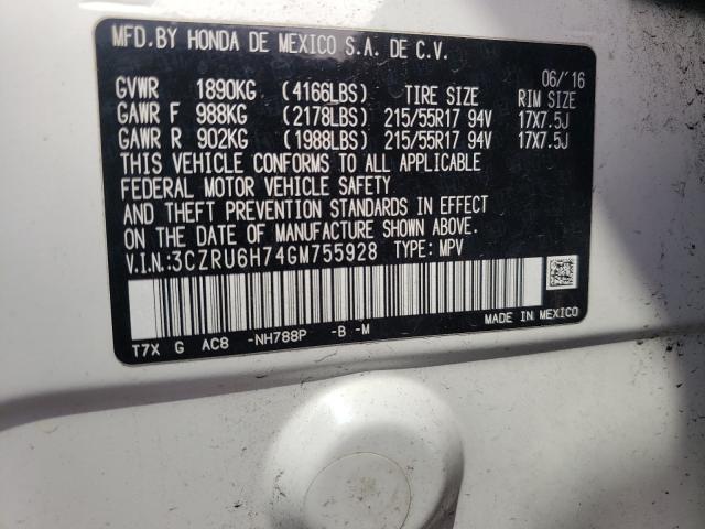 3CZRU6H74GM755928 Honda Hr-v Exl