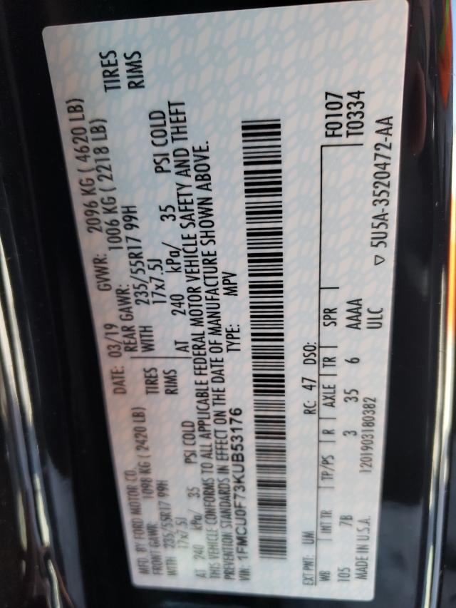 1FMCU0F73KUB53176 Ford ESCAPE S