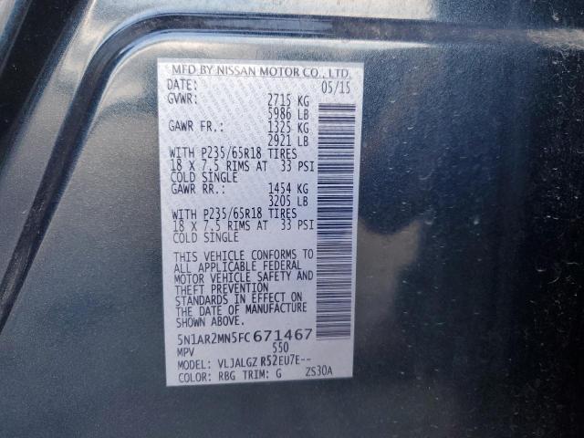 5N1AR2MN5FC671467 Nissan Pathfinder S