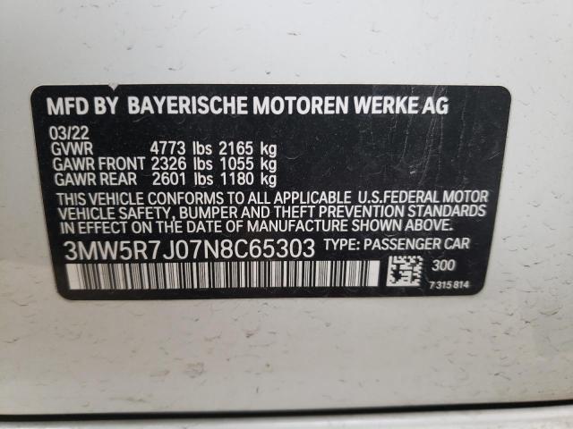 3MW5R7J07N8C65303 BMW 330XI