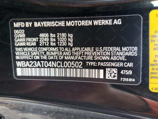 WBA23AT04NCL00502 BMW 430I