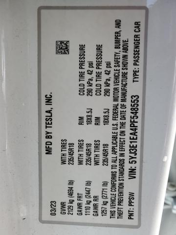 5YJ3E1EA4PF548553 Tesla MODEL 3