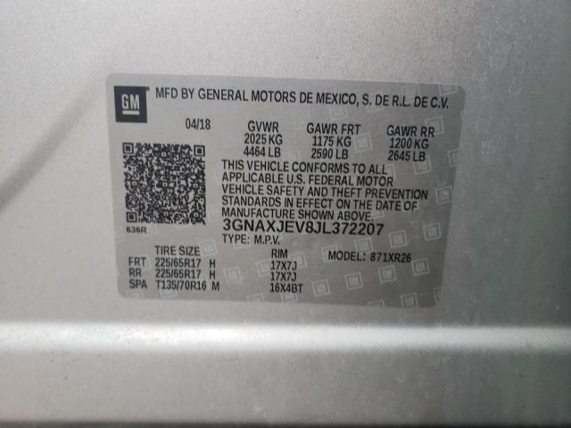 3GNAXJEV8JL372207 Chevrolet EQUINOX LT