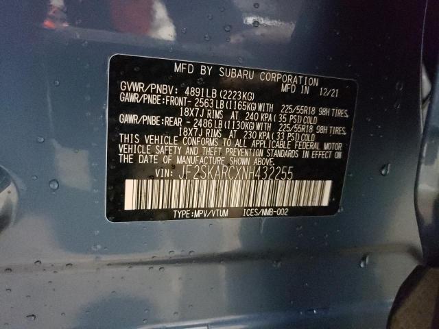 JF2SKARCXNH432255 Subaru Forester Touring
