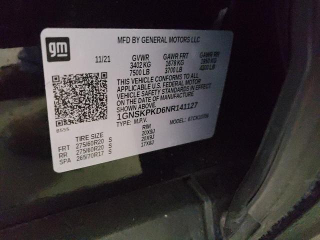 Chevrolet Tahoe K1500 Z71 2022 1GNSKPKD6NR141127 Image 12