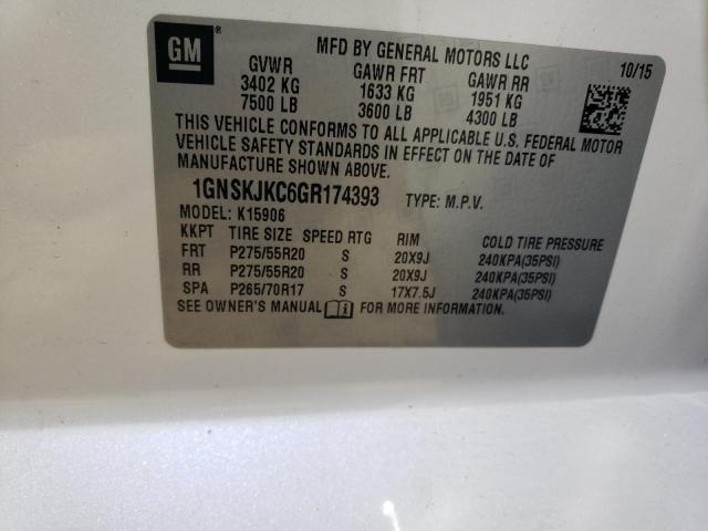 1GNSKJKC6GR174393 Chevrolet Suburban K1500 Ltz