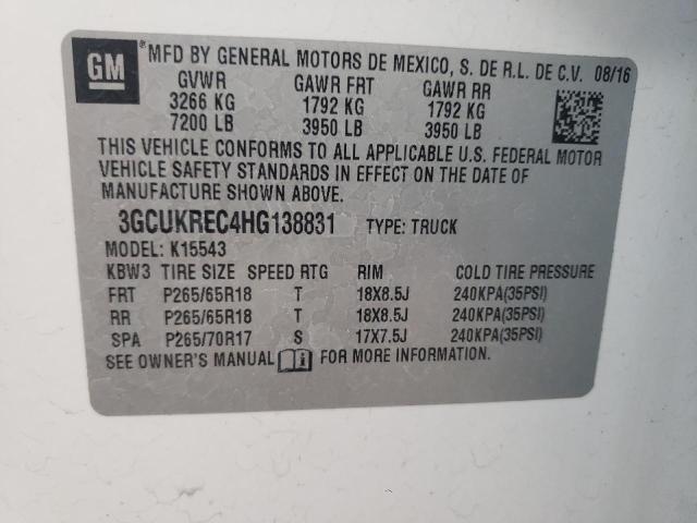 3GCUKREC4HG138831 Chevrolet Silverado K1500 Lt
