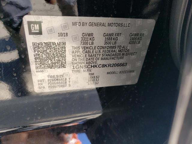 1GNSCHKC8KR206663 Chevrolet Suburban C1500 Lt