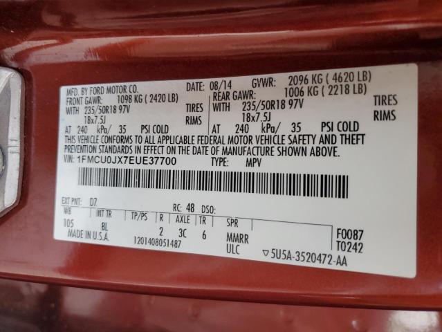 1FMCU0JX7EUE37700 Ford Escape Titanium