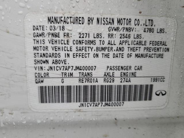 JN1CV7AP7JM400007 Infiniti Q50 PURE