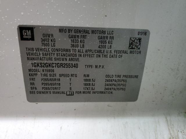 1GKS2GKC7GR255340 GMC Yukon Xl K1500 Slt