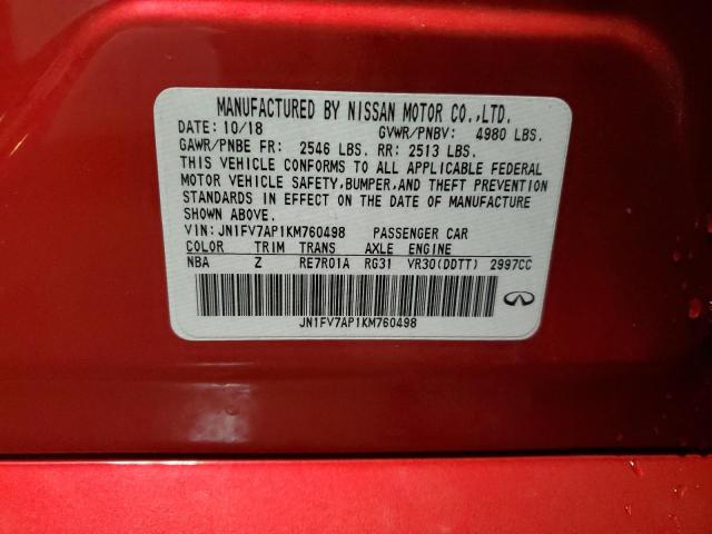 JN1FV7AP1KM760498 Infiniti Q50 Red Sport 400