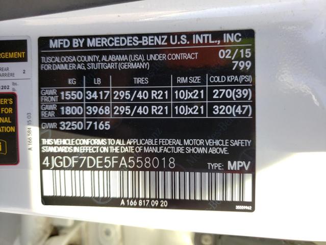 4JGDF7DE5FA558018 Mercedes-Benz Gl 550 4matic