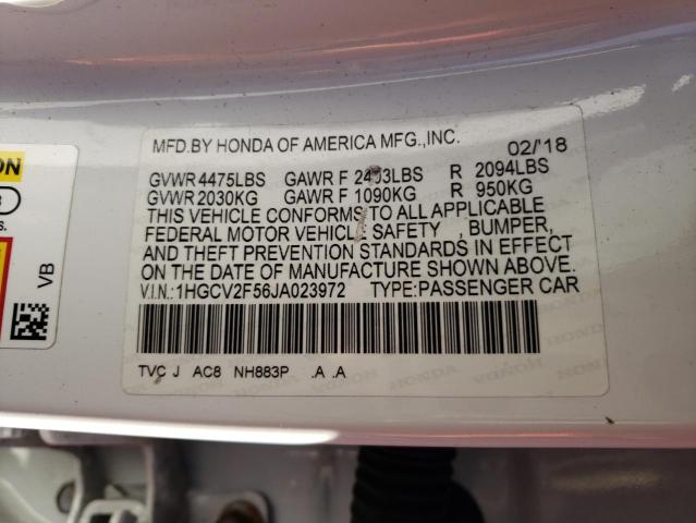 1HGCV2F56JA023972 Honda ACCORD EXL