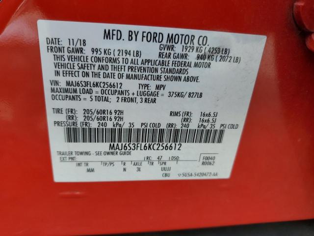 MAJ6S3FL6KC256612 Ford ECOSPORT S
