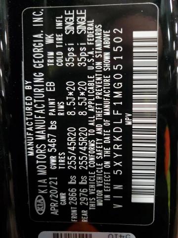 5XYRKDLF1MG051502 KIA SORENTO SX
