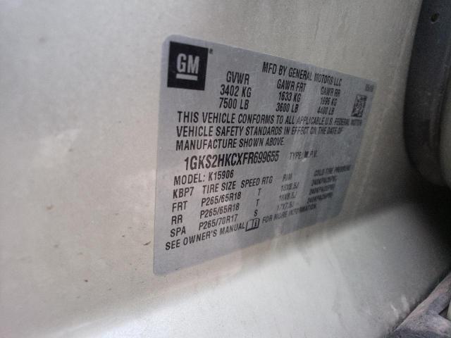 1GKS2HKCXFR699655 GMC Yukon Xl K1500 Slt