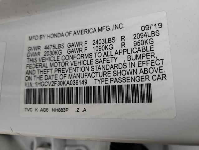1HGCV2F30KA036149 Honda Accord Sport