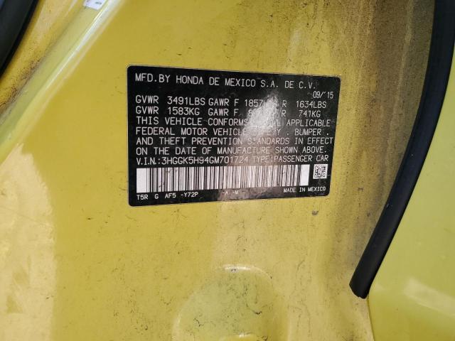 3HGGK5H94GM701724 Honda FIT EX