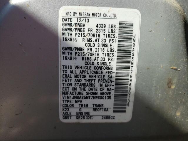 JN8AS5MT7EW600135 Nissan Rogue Select S