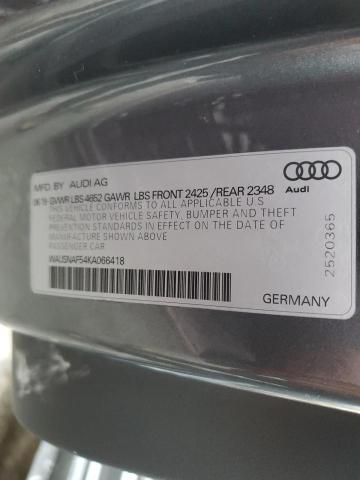 WAUSNAF54KA066418 Audi A5 PREMIUM